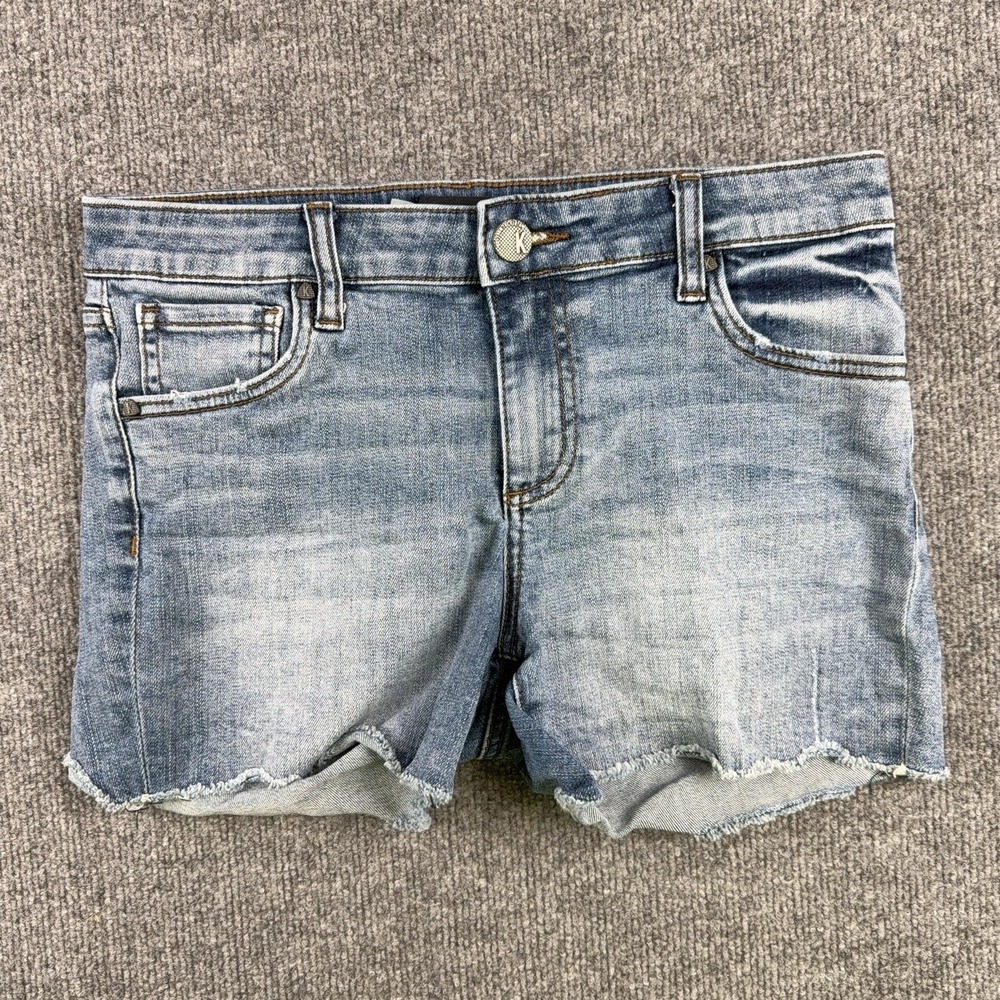 KUT From The Kloth Shorts Womens 6 Blue Denim Gidget Fray Hem Cutoff Stretch